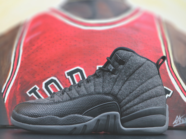 NIKE AIR JORDAN 12 RETRO WOOL BG “DARK GREY/METALLIC SILVER”01