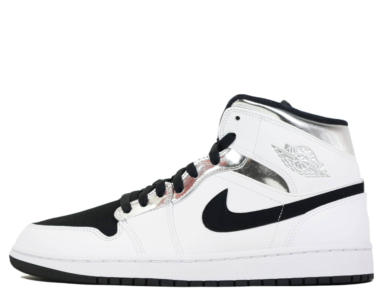 Air jordan 1 on sale mid white metallic silver